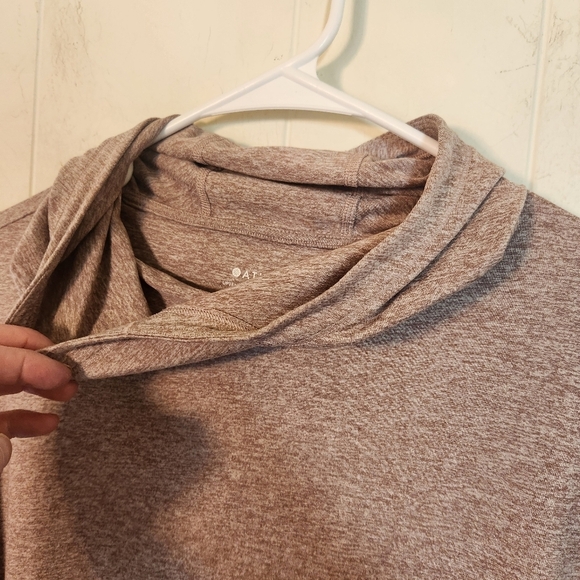 Athleta Uptempo II Hoodie Cowl Neck  Activewear top Size Small heathered mauve - Picture 7 of 15
